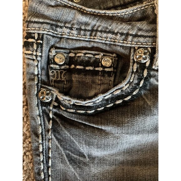 Miss Me Boot JP5014-2 Flap Pockets Thick Stitch Rhinestone Charcoal Size 30 Boot - Picture 7 of 14